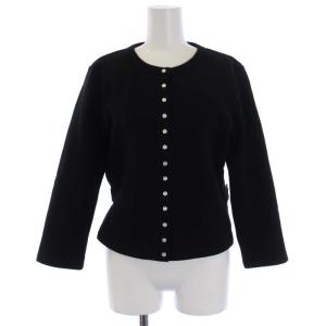 Black Le Petit snap cardigan カーディガン 長袖 クルーネック 裏起毛 2 M 黒 ブラック ED17M001
