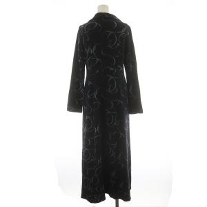 AKANE UTSUNOMIYA ワンピース ミモレ ロング 長袖 ウール シルク混 絹混 36 S 紺 ネイビー 水色 ライトブルー