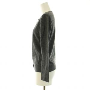 LANVIN COLLECTION ニットカーディガン セーター 長袖 クルーネック パールボタン 薄手 ウール 36 S グレー