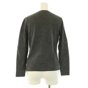 LANVIN COLLECTION ニットカーディガン セーター 長袖 クルーネック パールボタン 薄手 ウール 36 S グレー