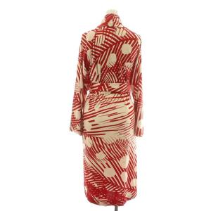 ISSA LONDON プリントラップドレス PRINT WRAP DRESS ワンピース ロング ミモレ 長袖 ショールカラー ベルトリボン 総柄