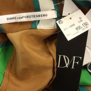 DIANE von FURSTENBERG ワンピース 半袖 シルク ラップワンピース ひざ丈 2 M グリーン 緑 茶