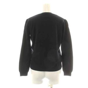 Chesty 18SS ニットカーディガン 長袖 Vネック 花柄 スパンコール パール ビジュー装飾 ウール混 F 紺 ネイビー シルバー色