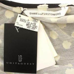 DIANE von FURSTENBERG ワンピース シルク ドット 水玉 ラップワンピース 七分袖 ひざ丈 4 M 黒 白