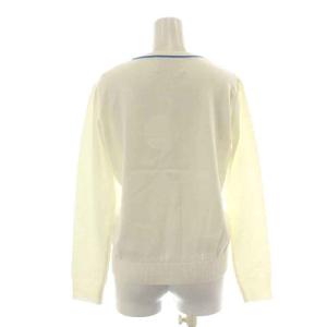 Chesty 19AW ニットカーディガン 長袖 クルーネック 切替 総柄 花柄 鳥 パールボタン ウール混 F 白 ホワイト マルチカラー
