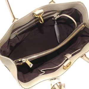 A.D.M.J. トートバッグ レザー ビジュー装飾 ベージュ シルバー色