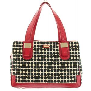 kate spade new york ボストンバッグ ハンドバッグ トートバッグ 切替 総柄 黒 ブラック 赤 レッド