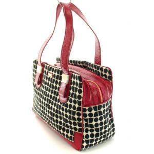 kate spade new york ボストンバッグ ハンドバッグ トートバッグ 切替 総柄 黒 ブラック 赤 レッド