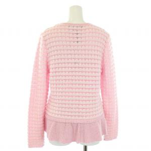 M'S GRACY カーディガン ノーカラージャケット ニット フリル 40 L ピンク