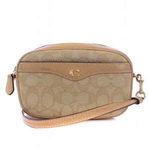 COACH シグネチャー ウエストポーチ ショルダーバッグ 2WAY キャンバス レザー ベージュ F38687