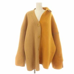 22SS TWO FACE BOX CARDIGAN ニットカーディガン ウール 38 オレンジ