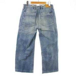 POLO RALPH LAUREN THE WIDE LEG CROP デニムパンツ ジーンズ ワイド クロップド ボタンフライ USED加工 ベルト付き 26