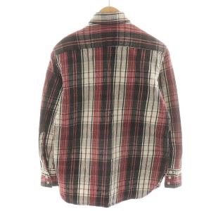 WAREHOUSE シャツ 長袖 チェック柄 コットン 36 S 茶 ブラウン 赤 レッド