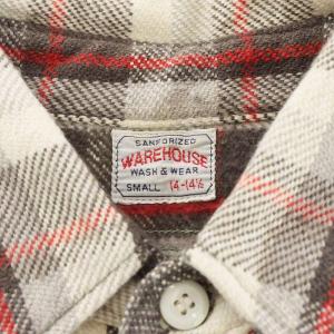 WAREHOUSE シャツ 長袖 チェック柄 コットン S 赤 レッド 茶 ブラウン 白 ホワイト