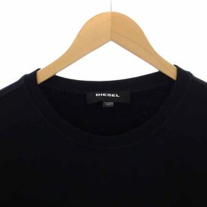 DIESEL スウェット トレーナー プルオーバー シープレザー スターパッチ 長袖 S 黒 ブラック