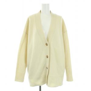 22AW ウールカシミヤ アクアオーバー Vネック カーディガン ニット 長袖 FREE 白 オフホワイト 1628-199-0886