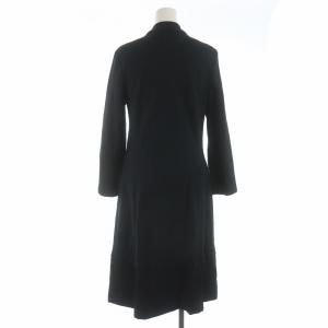 Tao AD2001 シャツワンピース ミモレ ロング 丸襟 ラウンドカラー 裾切替 長袖 ウール M 黒 ブラック