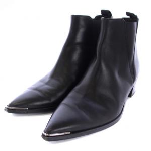 Acne Studios ショートブーツ サイドゴアブーツ チャンキーヒール ポインテッドトゥ レザー 37 24cm 黒 ブラック
