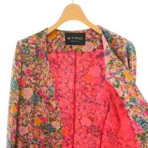 ETRO 19SS スプリングコート キーネック フレアスリーブ 40 ピンク レッド ブルー