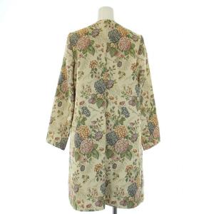 Lois CRAYON ゴブラン織り 近年モデル ノーカラーコート スプリングコート 春アウター 花柄 刺繍 ミドル丈 ロング M ベージュ