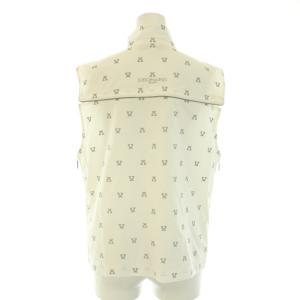 LEONARD SPORT ベスト アウター 前開き ジップアップ ロゴプリント 裏地メッシュ ロゴ刺繍 40 L 白 ホワイト グレー