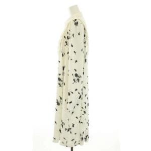 CELFORD ハナエモリ HANAE MORI 23SS Aラインプリーツワンピース ロング 長袖 花柄 プリント 38 M 白 ホワイト