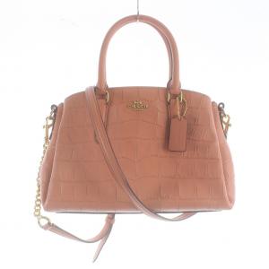 COACH ミニ セージ ハンドバッグ トートバッグ ショルダーバッグ 2WAY ロゴ クロコ型押しレザー ピンク F31438