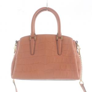 COACH ミニ セージ ハンドバッグ トートバッグ ショルダーバッグ 2WAY ロゴ クロコ型押しレザー ピンク F31438