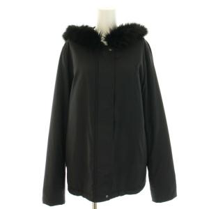 BURBERRY LONDON 中綿ジャケット アウター フォックスファー裏地チェック柄 40 M 黒 ブラック