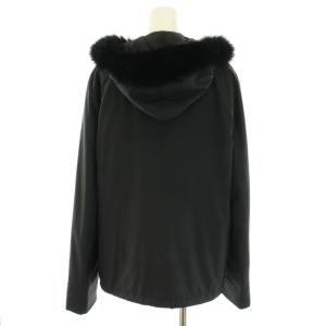 BURBERRY LONDON 中綿ジャケット アウター フォックスファー裏地チェック柄 40 M 黒 ブラック