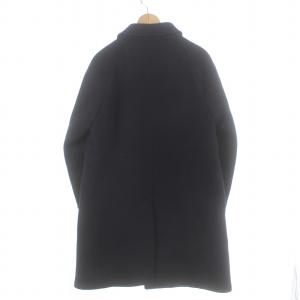 SCYE BASICS ウールカシミヤメルトン バルマカーンコート ステンカラー ロング シングル 比翼ボタン 38 M 紺 ネイビー