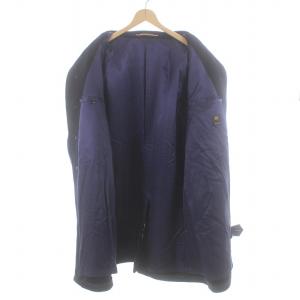 SCYE BASICS ウールカシミヤメルトン バルマカーンコート ステンカラー ロング シングル 比翼ボタン 38 M 紺 ネイビー