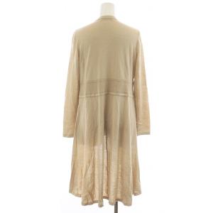 René basic カーディガン 薄手 ロング丈 スカラップ ウール 34 S ベージュ 5812100