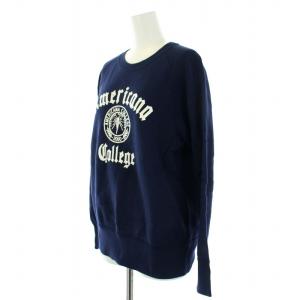 AMERICANA スウェット トレーナー ロゴ プリント コットン 裏起毛 長袖 M 紺 ネイビー