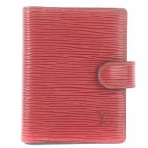 96年製 エピ アジェンダミニ カードケース パスケース 手帳カバー 二つ折り ロゴ レザー 赤 カスティリアンレッド R20077