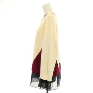 UNDERCOVER ニット セーター 長袖 バイカラー シフォン切替 1 S 白 ホワイト 紺 ネイビー 赤 レッド