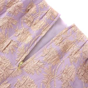Drawer FALL2 ラメフラワージャカード タイトスカート ロング ダーツタック バックスリット 36 S 紫 パープル 6524-299-1697