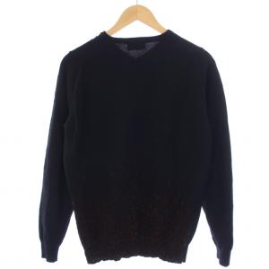 kolor エアリースパンウール V-NECK ニット セーター 長袖 ヒョウ柄 レオパード 3 L 黒 ブラック 16WCM-N10304