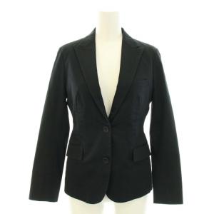 テーラードジャケット シングル 2B サイドベンツ 裏地チェック柄 SS 黒 ブラック