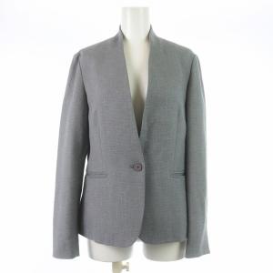 UNITED ARROWS UBCB スラブ Vノーカラージャケット タイトスカート スーツ セットアップ 上下 総裏地 ひざ丈 ウール混 38 M グレー