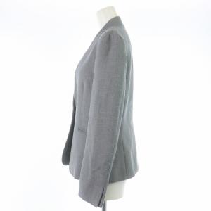 UNITED ARROWS UBCB スラブ Vノーカラージャケット タイトスカート スーツ セットアップ 上下 総裏地 ひざ丈 ウール混 38 M グレー