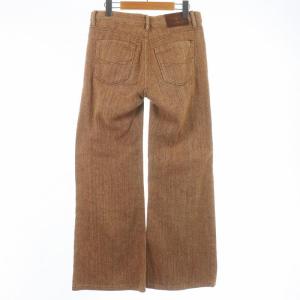 RALPH LAUREN フレアパンツ ワイドパンツ ヘリンボーン ジップフライ コットン 9 M 茶 ブラウン