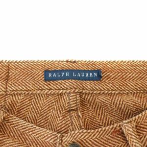 RALPH LAUREN フレアパンツ ワイドパンツ ヘリンボーン ジップフライ コットン 9 M 茶 ブラウン