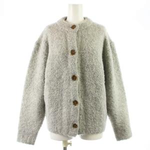 23AW ウールアルパカブレンド ブークレ ニット カーディガン 長袖 クルーネック グレー 16281190951
