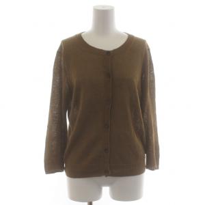 カーディガン リネン 麻 スプリング 七分袖 ?U M 茶 ブラウン