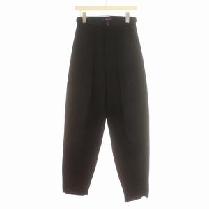 ヨウジヤマモト パープルレーベル ウール コットン 切替 タックパンツ テーパード パンツ 1 S 黒 ブラック