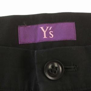 Y's ヨウジヤマモト パープルレーベル ウール コットン 切替 タックパンツ テーパード パンツ 1 S 黒 ブラック
