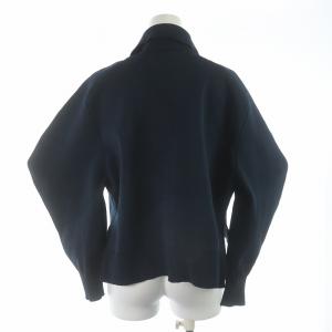 ENFOLD 24SS TUCK CARDIGAN ニット 長袖 ボリュームスリーブ 変形 38 M ネイビー