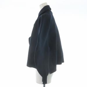 ENFOLD 24SS TUCK CARDIGAN ニット 長袖 ボリュームスリーブ 変形 38 M ネイビー