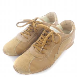 Salvatore Ferragamo ガンチーニ スニーカー シューズ ローカット レザー スエード 切替 5.5 23cm 茶色 ブラウン ベージュ